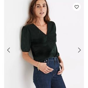 Madewell Corduroy Puff-Sleeve Button-Front Top